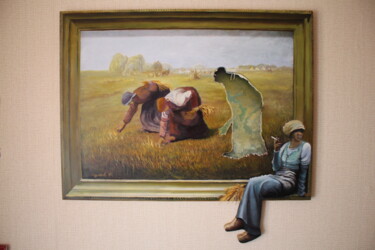 Painting titled "Перекур в поле" by Igor Surkov, Original Artwork, Oil