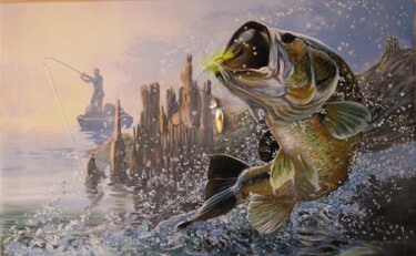 Painting titled "Рыбалка 4" by Igor Surkov, Original Artwork, Oil