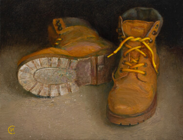 Painting titled "Yellow laces" by Igor Sventitski, Original Artwork, Oil Mounted on Wood Stretcher frame