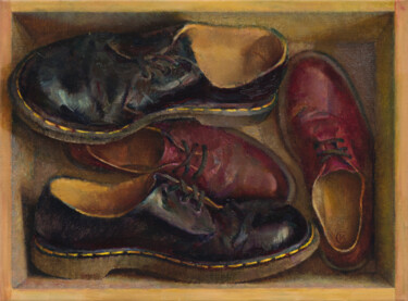 Schilderij getiteld "Shoebox" door Igor Sventitski, Origineel Kunstwerk, Olie Gemonteerd op Frame voor houten brancard