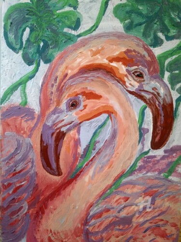 Ζωγραφική με τίτλο "Розовый фламинго" από Игорь Землянский, Αυθεντικά έργα τέχνης, Ακρυλικό