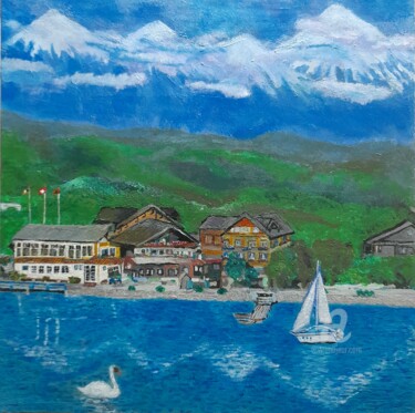 Painting titled "Chalet Du lac, Isel…" by Igor Zemlianskii, Original Artwork, Acrylic