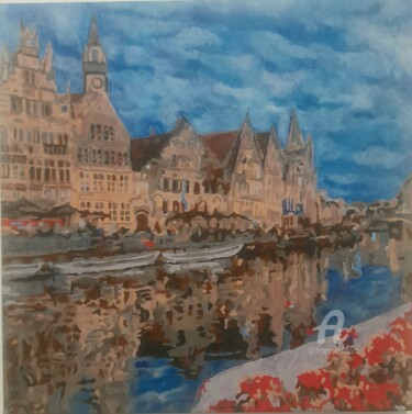 Painting titled "Бельгийский канал" by Igor Zemlianskii, Original Artwork, Acrylic