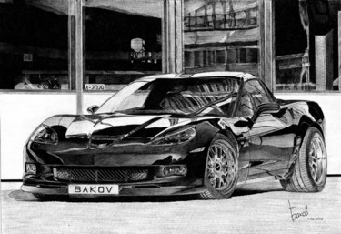 Рисунок под названием "Cherolet Corvette C6" - Ib161, Подлинное произведение искусства, Другой