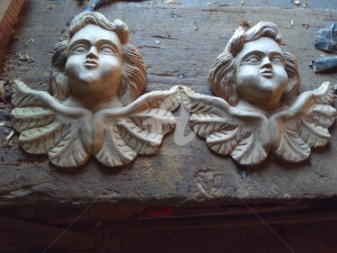 Escultura intitulada "Par de anjos barroc…" por Igor Martins, Obras de arte originais