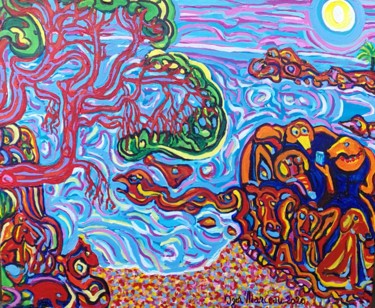 Malerei mit dem Titel "Only dogs beach, 20…" von Igor Marceau, Original-Kunstwerk, Acryl