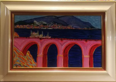 Painting titled "L'aqueduc de la Ves…" by Igor Marceau, Original Artwork, Acrylic Mounted on Wood Stretcher frame