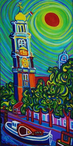 Peinture intitulée "l'eglise de l'ouest…" par Igor Marceau, Œuvre d'art originale