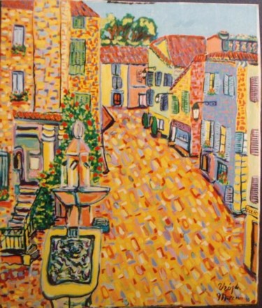 Peinture intitulée "Valbonne.Rue Grande" par Igor Marceau, Œuvre d'art originale