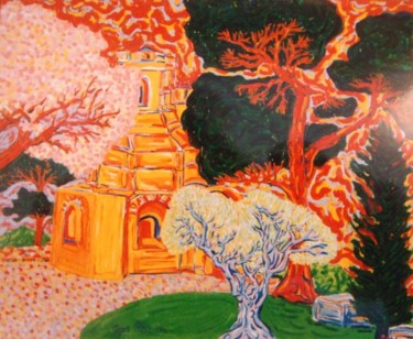 Peinture intitulée "la tour Mage à Nimes" par Igor Marceau, Œuvre d'art originale