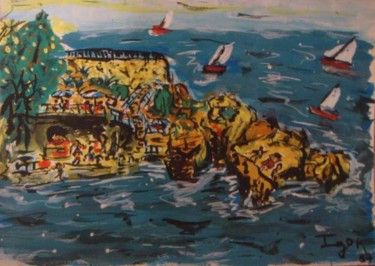Painting titled "Castel plage.Nice" by Igor Marceau, Original Artwork
