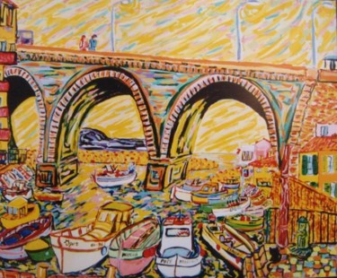 Peinture intitulée "Marseille .le pont…" par Igor Marceau, Œuvre d'art originale