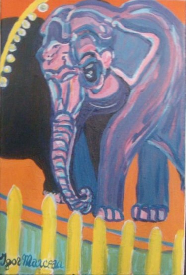 Ζωγραφική με τίτλο "l'elephant rose du…" από Igor Marceau, Αυθεντικά έργα τέχνης