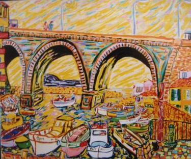 Peinture intitulée "le pont des Auffes" par Igor Marceau, Œuvre d'art originale