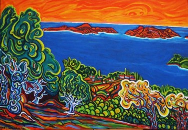 Pintura titulada "les iles d'Hyeres l…" por Igor Marceau, Obra de arte original