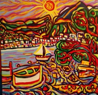 Painting titled "Le port de l'Olivet…" by Igor Marceau, Original Artwork, Acrylic