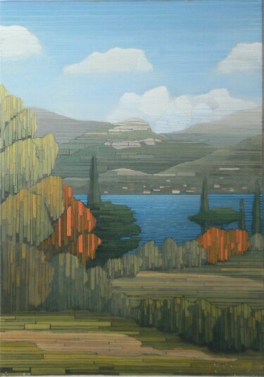 Malerei mit dem Titel "Gardasee im Oktober" von Igors Gengeris, Original-Kunstwerk, Öl