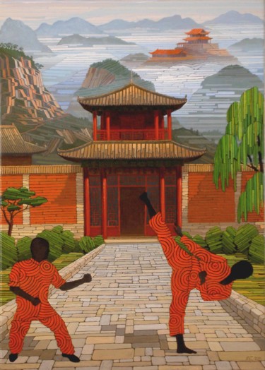 Pittura intitolato "Kung Fu" da Igors Gengeris, Opera d'arte originale, Olio