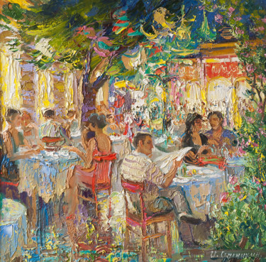 Картина под названием "ночное кафе" - Игорь Семенихин, Подлинное произведение искусства