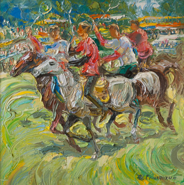 Painting titled "конное поло" by Igor Semenikhin, Original Artwork
