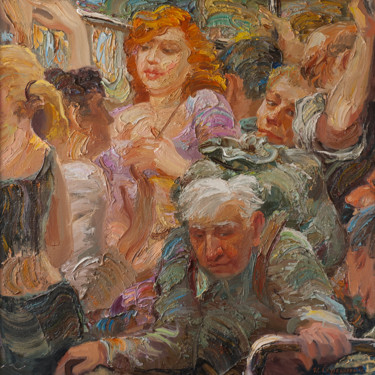 Картина под названием "в трамвае" - Игорь Семенихин, Подлинное произведение искусства