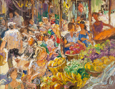 Картина под названием "рынок в полдень" - Игорь Семенихин, Подлинное произведение искусства