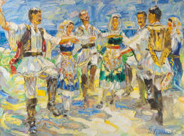 Painting titled "греческий танец" by Igor Semenikhin, Original Artwork