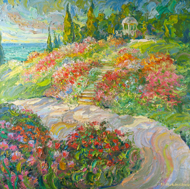 Painting titled "Парк у моря" by Igor Semenikhin, Original Artwork