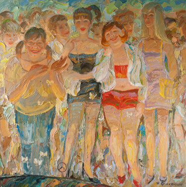 Painting titled "Ночные бабочки" by Igor Semenikhin, Original Artwork