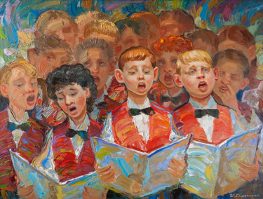 Painting titled "Хор детей" by Igor Semenikhin, Original Artwork