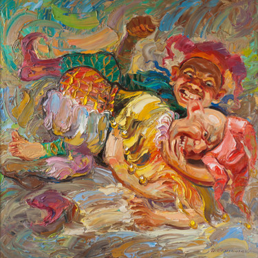 Painting titled "Драка шутов" by Igor Semenikhin, Original Artwork