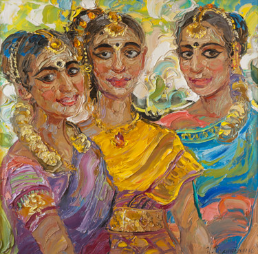 Painting titled "Индийские девушки" by Igor Semenikhin, Original Artwork