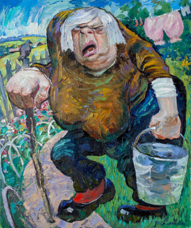 Картина под названием "Соседка по даче" - Игорь Семенихин, Подлинное произведение искусства