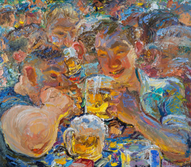 Картина под названием "Любители пива" - Игорь Семенихин, Подлинное произведение искусства