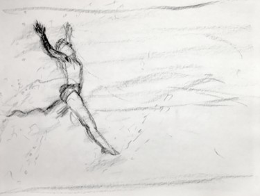 「Run」というタイトルの描画 Igzoticによって, オリジナルのアートワーク, 木炭