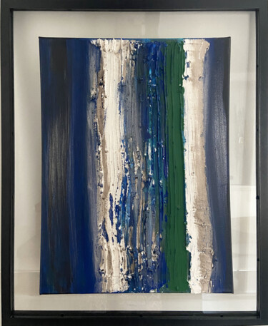 Peinture intitulée "Blue Strates" par Ih Studio Isabelle Hamard, Œuvre d'art originale, Acrylique