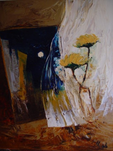 Painting titled "Moonlight love!" by Ihab Mikhail, Original Artwork, Oil