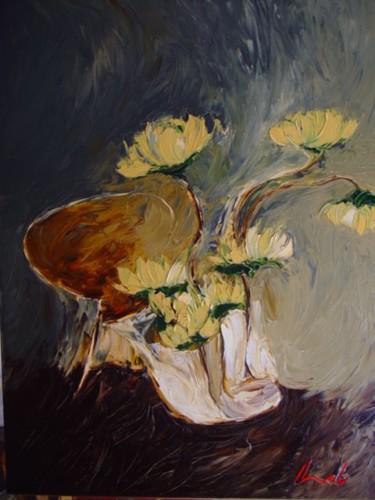 Painting titled "Sunflowers of the p…" by Ihab Mikhail, Original Artwork, Oil