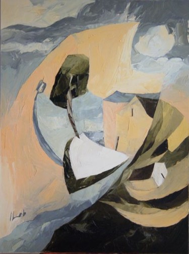 Painting titled "London grey" by Ihab Mikhail, Original Artwork, Oil