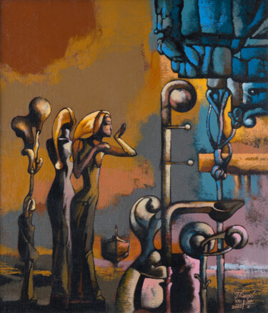 Картина под названием "Two High Notes I" - Ihar Kavaleu, Подлинное произведение искусства, Масло