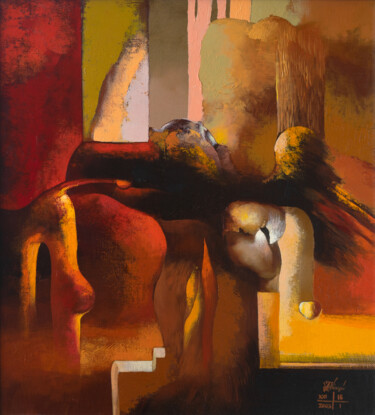 Картина под названием "The Hammer and The…" - Ihar Kavaleu, Подлинное произведение искусства, Масло