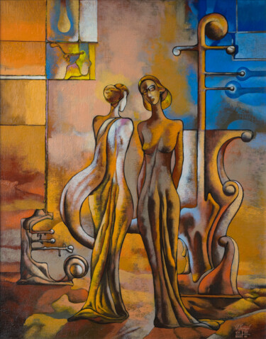 Картина под названием "Two High Notes II" - Ihar Kavaleu, Подлинное произведение искусства, Масло