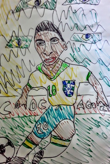 Drawing titled "Pelé" by Iheb Gharbi, Original Artwork, Marker