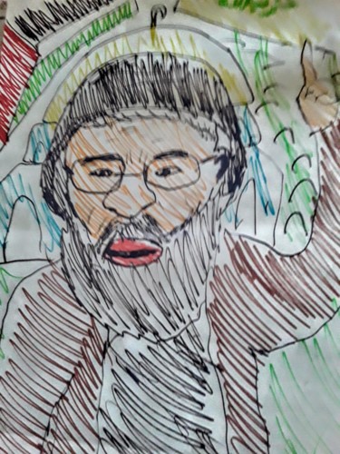 제목이 "Hassan Nasrallah"인 그림 Iheb Gharbi로, 원작, 마커