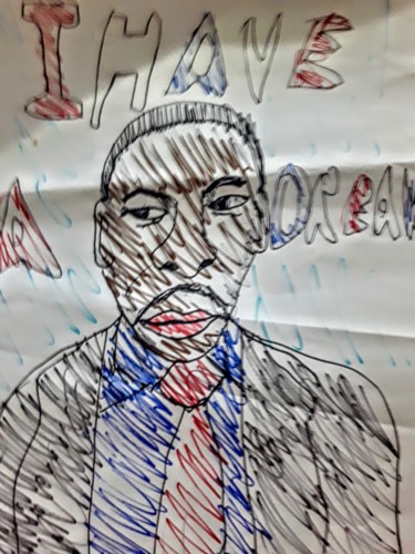 Dessin intitulée "Martin Luther King" par Iheb Gharbi, Œuvre d'art originale, Marqueur