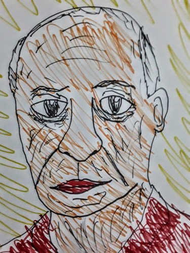 Drawing titled "Pablo Picasso" by Iheb Gharbi, Original Artwork, Marker