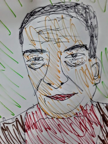 Drawing titled "Taoufik Ben Brik" by Iheb Gharbi, Original Artwork, Marker