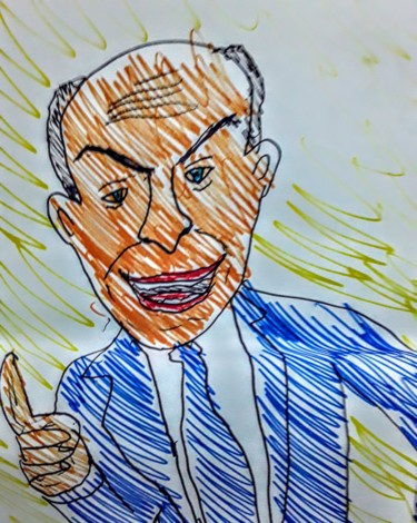 Drawing titled "Louis de Funès" by Iheb Gharbi, Original Artwork, Marker