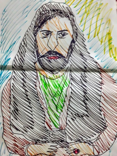 Dessin intitulée "Le prophète Salomon" par Iheb Gharbi, Œuvre d'art originale, Marqueur