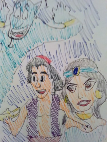 Drawing titled "Aladin" by Iheb Gharbi, Original Artwork, Marker